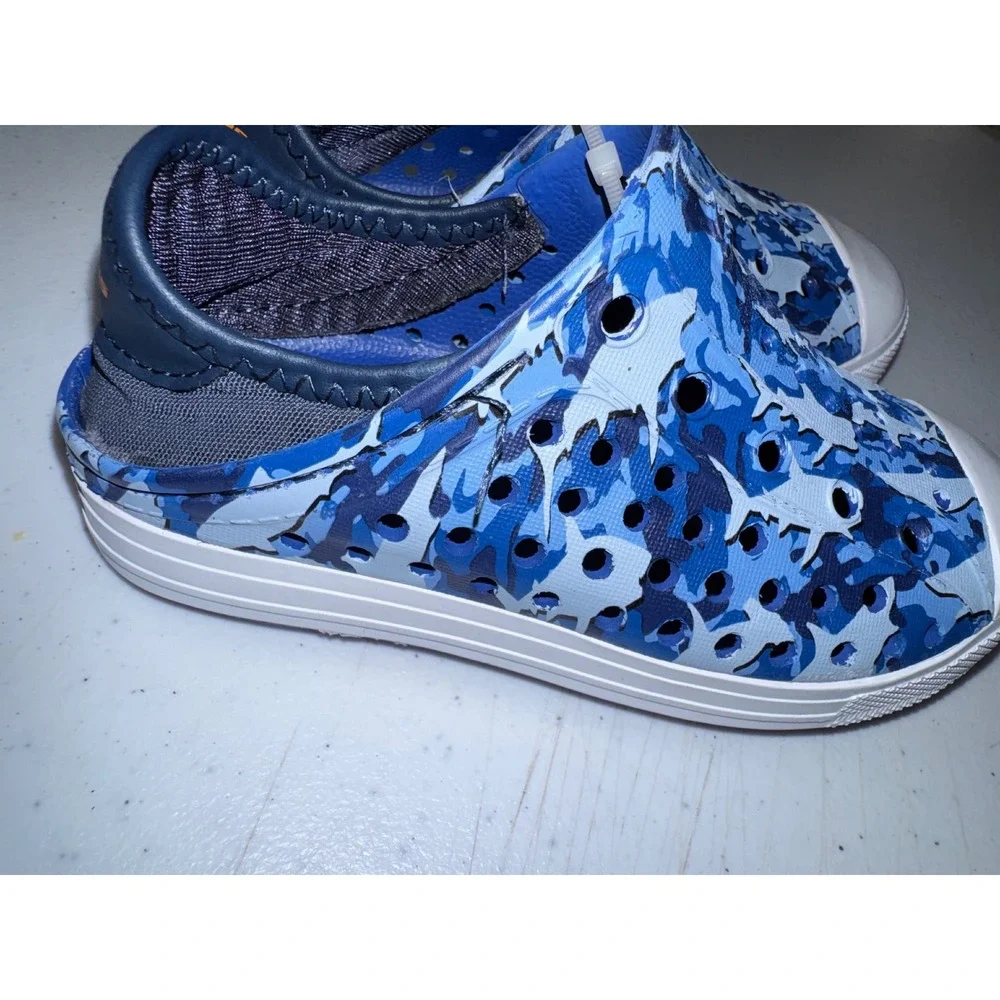 Skechers Foamies Boys Blue Shark Camo Slip‎ On Water Shoes Sneakers Size 10